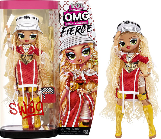 L.O.L. Surprise!  Boneca da moda OMG Fierce - SWAG - Boneca da moda de 11,5"/29 cm com 15 surpresas - incluindo trajes da moda, acessórios e suporte de boneca - colecionável - para crianças a partir de 3 anos