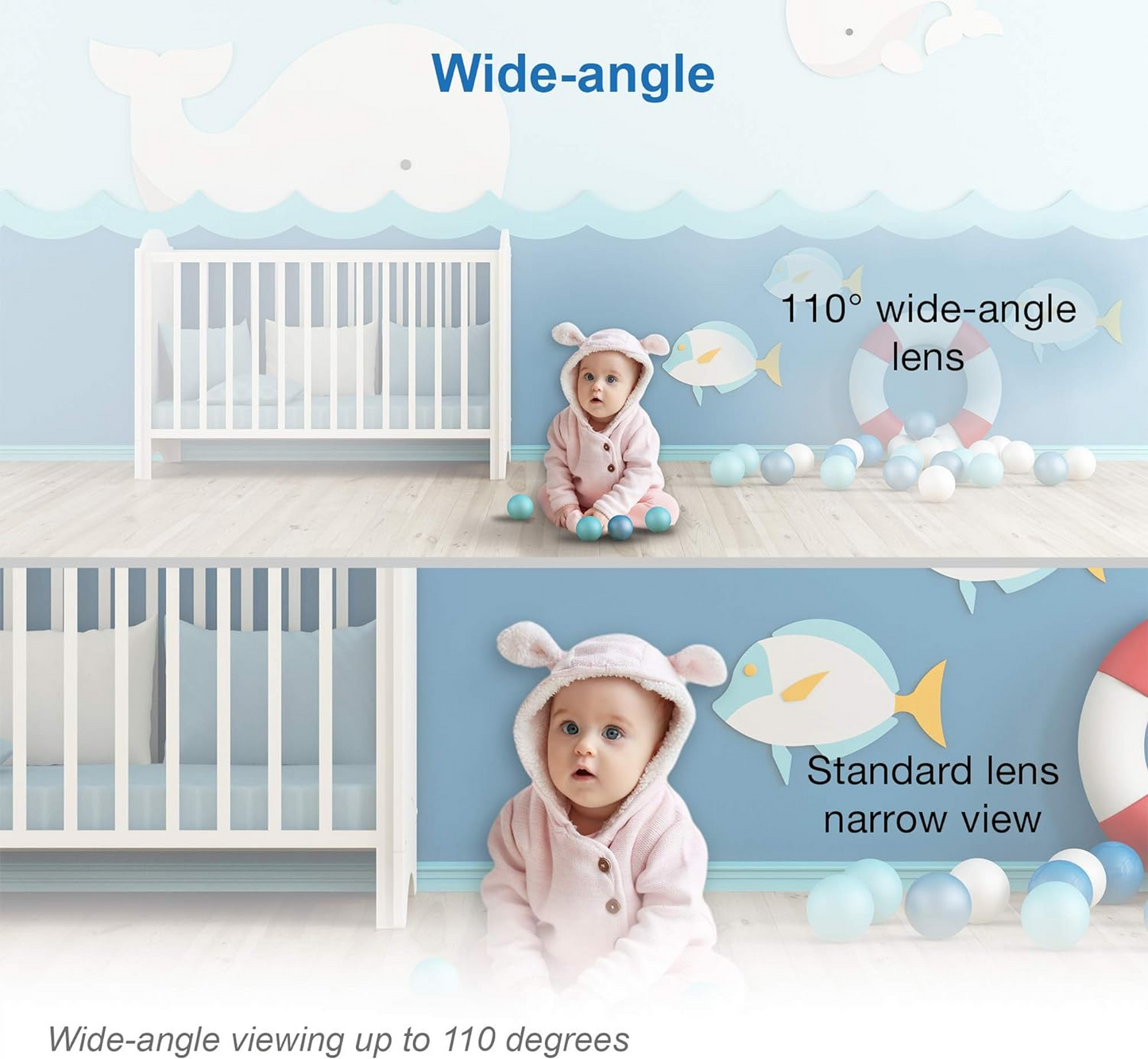 VTech Monitor de vídeo para bebês VM919HD, tela HD de 7 "720p, panorâmica e inclinação de 360 °, visão grande angular de 110 °, visão noturna HD, até 1.000 pés, branco, bateria para streaming de vídeo de até 7 horas