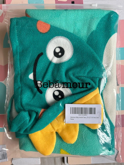Bebamour Toallas con capucha para bebé, 100% orgánicas, toalla con capucha para niños y niñas, toalla absorbente con capucha para niños, 25 x 23 pulgadas, 0-6 años, oso
