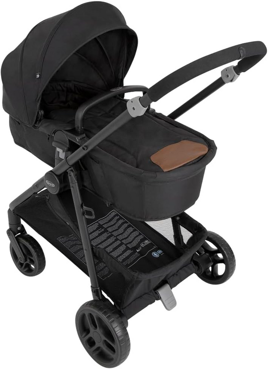 Graco Transform 2-in-1 Carrinho de passeio/Carrinho - Adequado desde o nascimento até aprox. 4 anos (22kg). Converte-se de Pramette em carrinho de bebê com proteção para os pés de luxo de uso bidirecional. Inclui capa de chuva, Ink Tan Fashion