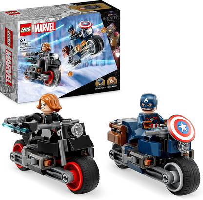 LEGO 76260 Marvel Black Widow e Captain America Motorcycles, Avengers Age of Ultron Set com 2 brinquedos de motocicleta de super-heróis para crianças, meninos e meninas de 6 anos ou mais