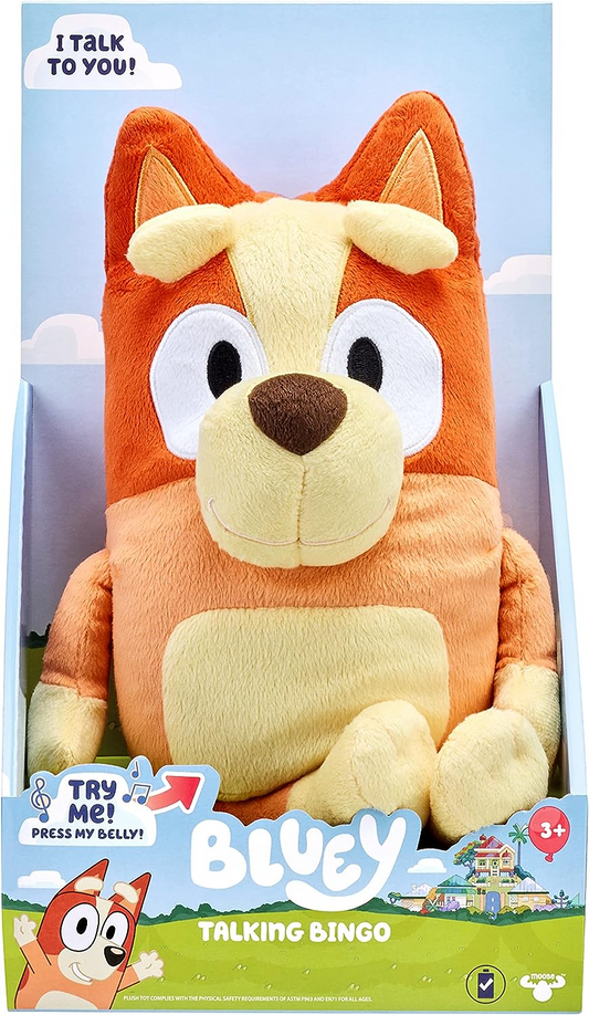 Peluche Bluey Bingo grande de 30 cm con sonidos parlantes: personaje oficial coleccionable, peluche gigante