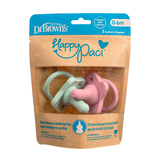 Dr Brown's Happypaci Silicone One Piece Chupeta Rosa 0-6m 2Pk