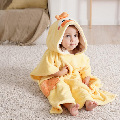 Bebamour  Toalhas com capuz para bebês Toalha 100% orgânica com capuz para meninos e meninas Toalha absorvente com capuz para crianças pequenas, 25" x 25", 0-6 anos, pato fofo