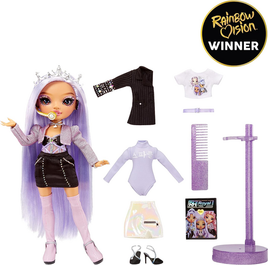Rainbow High Rainbow Vision Royal Three K-pop Fashion Doll com mais de 6 anos e Shadow High Series - NATASHA ZIMA - Boneca fashion em tons de cinza com cabelos brancos ondulados