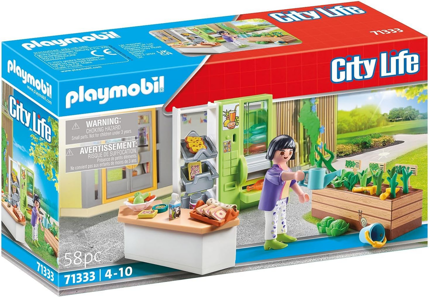 Playmobil 71333 Quiosque de almoço City Life, barraca de venda automática com máquina de garrafas enchíveis, dramatização divertida e imaginativa, conjuntos de jogos adequados para crianças de 4 anos ou mais