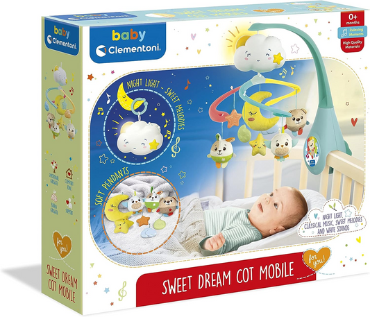 Clementoni 17710 Sweet Cloud Cot Toy & Sound Machine, Crib Mobile, Toddler, Early Years, Infant, New Born Toys Gift, Multicolor