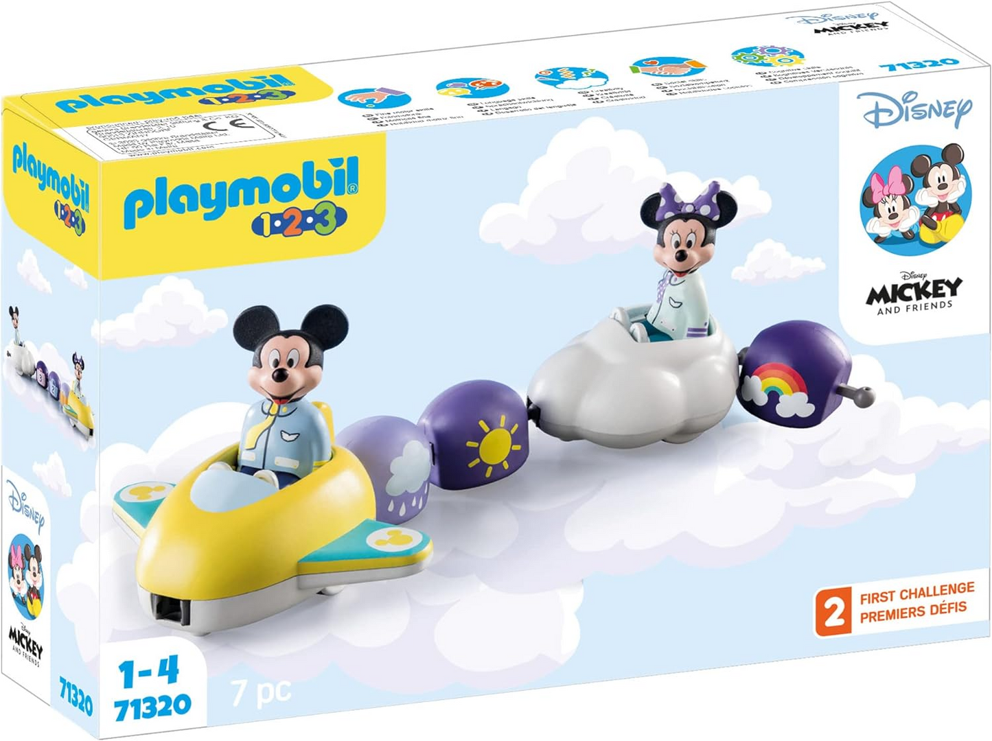 Playmobil 71320 1.2.3 e Disney: Mickey's & Minnie's Cloud Ride, Mickey Mouse, brinquedos educativos para crianças pequenas, brinquedos para presentear e dramatizações divertidas e imaginativas, conjuntos de jogos adequados para crianças com