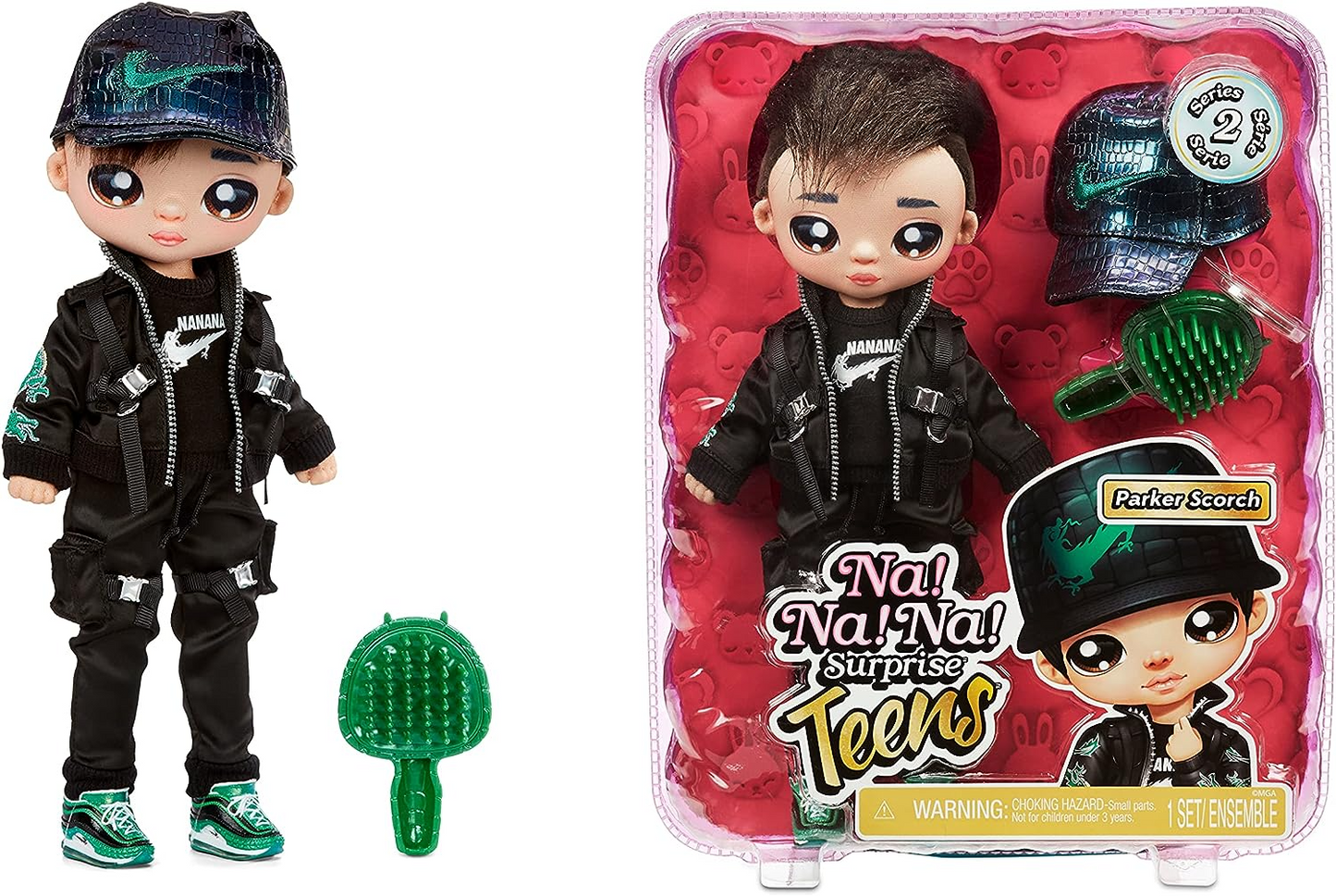 Na! Na! Na! Surprise 575528EUC Boneca da moda para adolescentes, colecionável, 27,94 cm, boneca de tecido macio, inspirada em dragão, Parker Scorch, 28 cm
