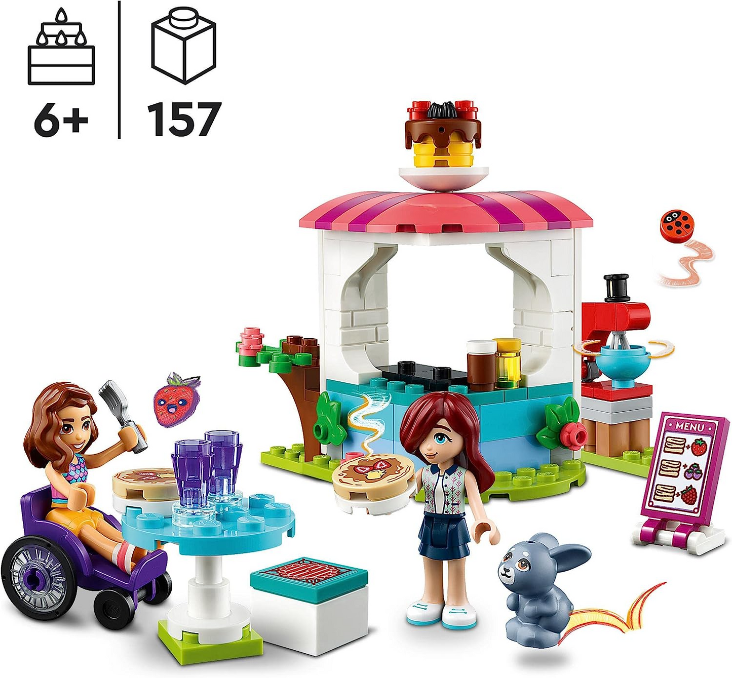 LEGO 41753 Friends Pancake Shop Juego de Café, Juguete Creativo para Niñas, Niños y Niños a Partir de 6 Años con Mini Muñecas Paisley y Luna, Además de un Muñeco de Conejito, Pequeño Regalo para Niños