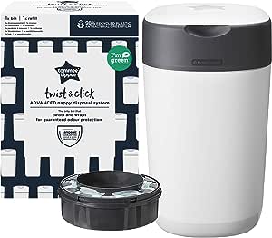 Tommee Tippee Sangenic Cubo de basura Twist and Click Elimina olores y gérmenes - Blanco