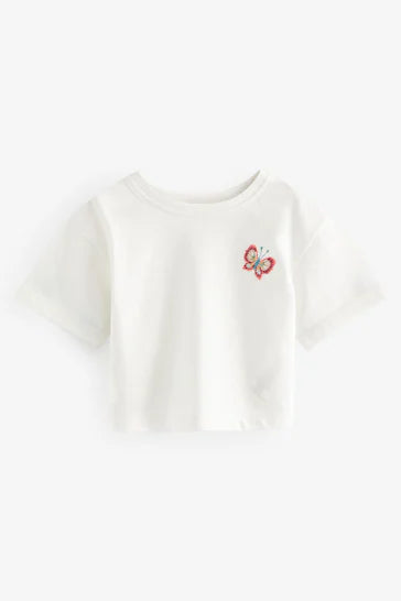 |Girl| Conjunto De Camiseta e Jeans Em Malha Floral Rosa (3 meses a 8 anos)