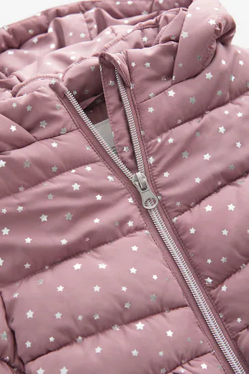 |Niña| Abrigo falda con estampado de hojas rosa resistente a la ducha (de 3 meses a 7 años)