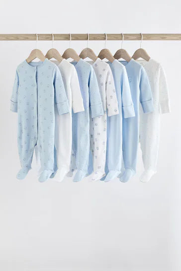 |BabyBoy| Pacote De 7 Pijamas Blue Baby Bear (0-2 anos)