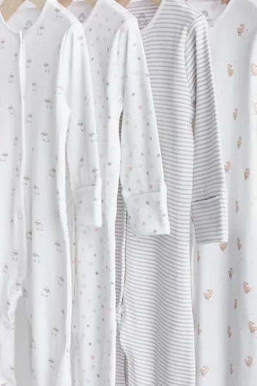 |Niña| Peleles con estampado de bebé en color blanco delicado para bebé - Pack de 4 (0-2 años)