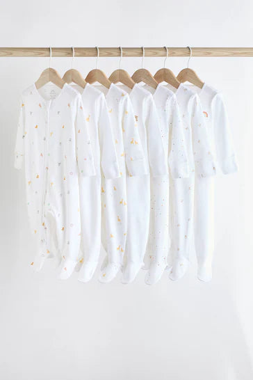 |BabyBoy| Macacões Para Bebês Com Personagens Brancos e Brilhantes 7 Pack (0 a 2 anos)