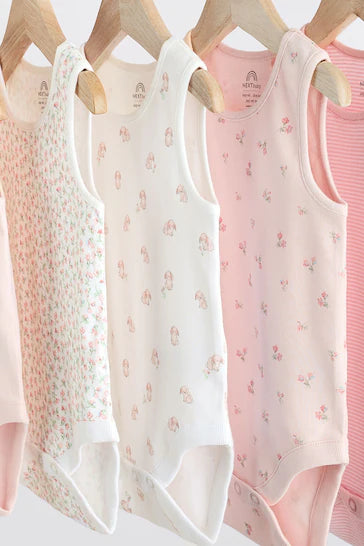 |Niña| Pack de 5 chalecos para bebé Conejito Rosa