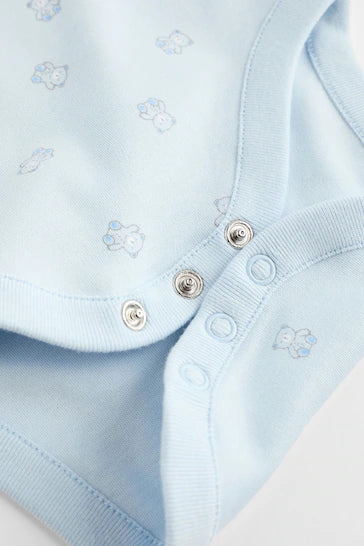 |Bebé| Body de bebé de manga larga con osito azul, paquete de 5