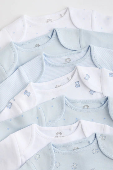 |BabyBoy| Body Para Bebê De Manga Comprida Blue Bear, Pacote Com 7