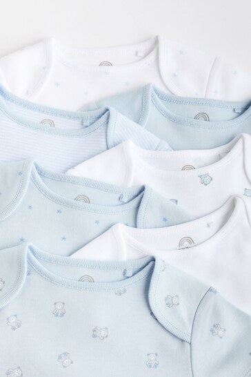 |BabyBoy| Body Para Bebê De Manga Curta Blue Bear, Pacote Com 7