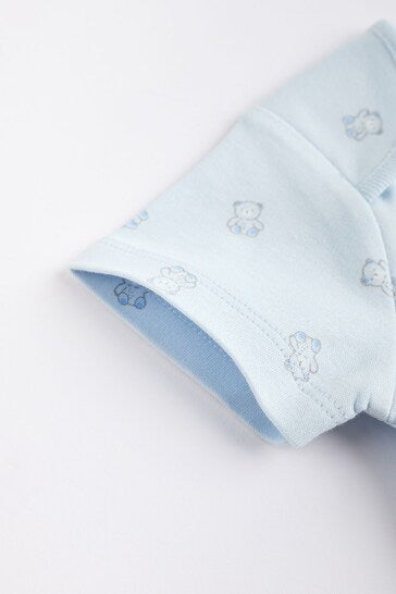 |BabyBoy| Body Para Bebê De Manga Curta Blue Bear, Pacote Com 7