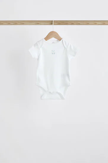 |BabyBoy| Body Para Bebê De Manga Curta Blue Bear, Pacote Com 7