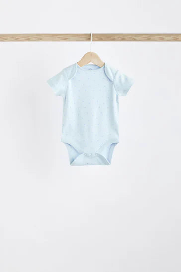 |BabyBoy| Body Para Bebê De Manga Curta Blue Bear, Pacote Com 7