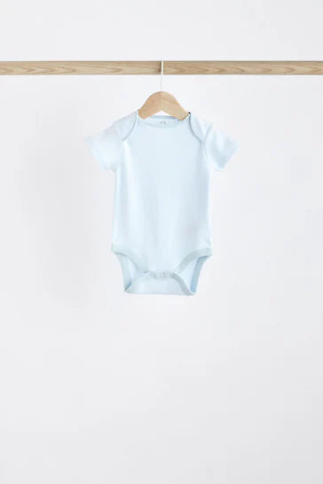 |BabyBoy| Body Para Bebê De Manga Curta Blue Bear, Pacote Com 7