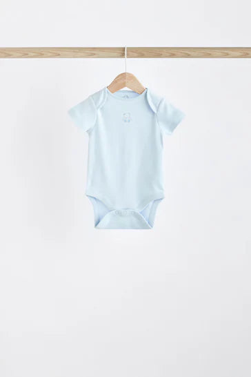 |BabyBoy| Body Para Bebê De Manga Curta Blue Bear, Pacote Com 7