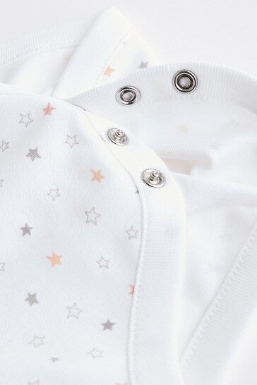 |BabyBoy| Macacões Brancos Delicados Com Estampa Animal De Manga Comprida Para Bebês, Pacote Com 7