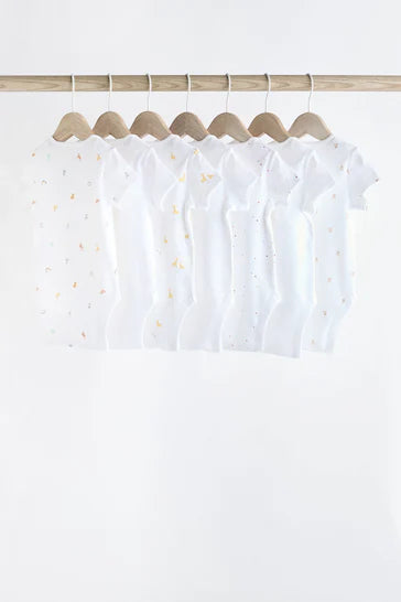 |BabyBoy| Body Branco Manga Curta Para Bebê Pacote Com 7