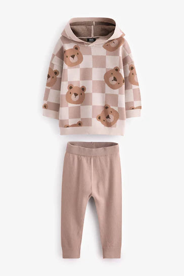 |Boy| Conjunto De Moletom e Leggings De Malha Neutral Bears (3 meses a 7 anos)