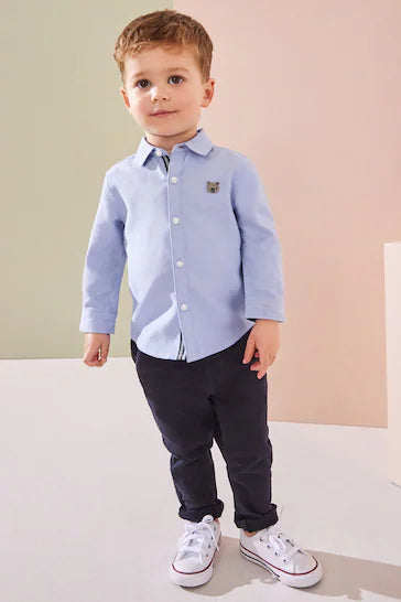 |Niño| Camisa Oxford de manga larga - Carácter azul (3 meses a 7 años)