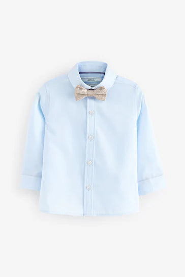 |BabyBoy| Conjunto Colete Com Camisa E Gravata Borboleta - Listra De Linho Azul (3 meses-7 anos)