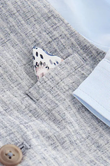 |BabyBoy| Conjunto Colete Com Camisa E Gravata Borboleta - Listra De Linho Azul (3 meses-7 anos)