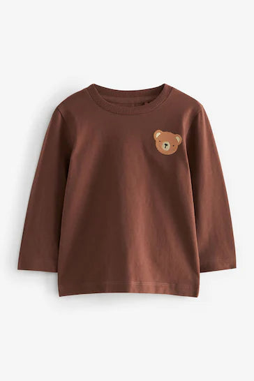 |Boy| Camiseta De Personagem De Manga Comprida - Brown Mini Bear (3 meses a 7 anos)