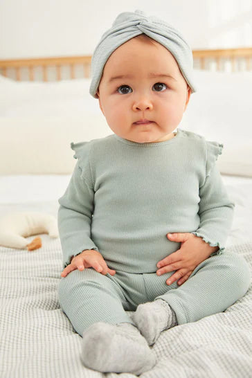 |BabyGirl| Conjunto De Top e Leggings Para Bebê - Mint Green (0 mês-2 anos)