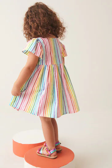 |Girl| Vestido De Algodão - Rainbow Stripe (3 meses a 8 anos)