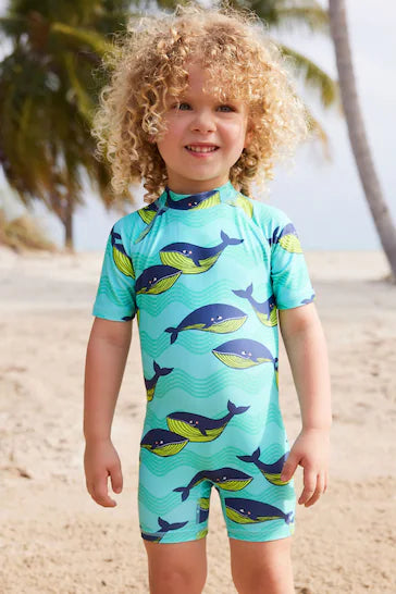 |Boy| Fato De Banho Multifuncional Sunsafe - Mint Whale (3 meses a 7 anos)