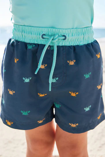 |Boy| Conjunto De Top E Shorts Sunsafe - Caranguejo Azul (3 Meses - 7 Anos)