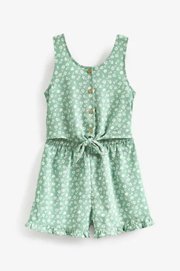 |BigGirl| Playsuit - Mint Green Floral (3-16anos)