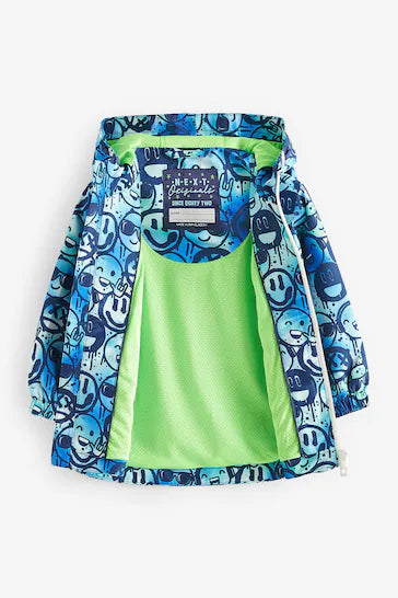 |Niño| Chaqueta resistente a la ducha - Cara sonriente azul (de 3 meses a 7 años)