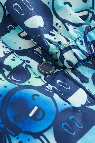 |Niño| Chaqueta resistente a la ducha - Cara sonriente azul (de 3 meses a 7 años)