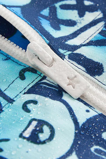 |Niño| Chaqueta resistente a la ducha - Cara sonriente azul (de 3 meses a 7 años)