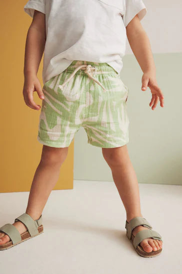 |Boy| Shorts Estampados De Algodão Com Textura Macia Verde Menta (3 meses a 7 anos)