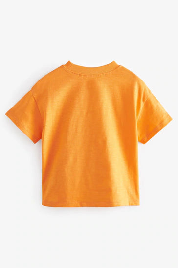 |Girl| Camiseta de manga curta Orange Cloud Character (3 meses - 7 anos)