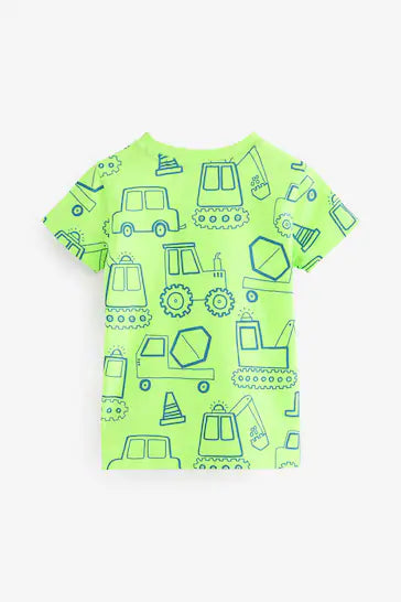 |Niño| Pack de 5 camisetas de manga corta Transport - Azul/Verde (3 meses - 7 años)