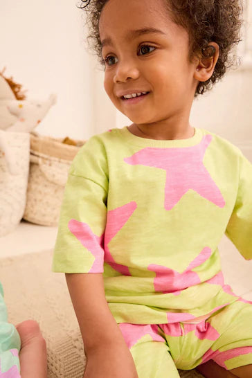 |BigBoy| Pacote De 3 Pijamas Curtos - Multi Pastel Stars (9 meses - 12 anos)