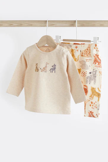 |BabyBoy| Conjunto De 2 Peças De Camiseta E Leggings Para Bebê - Safari Neutro