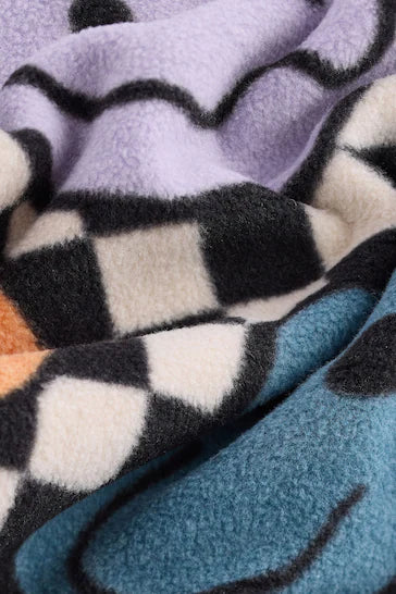 |Boy| Pijama De Lã De Toque Macio Unico Com Elastano – Neutro/Preto Checkerboard Smile Face (9 meses a 12 anos)